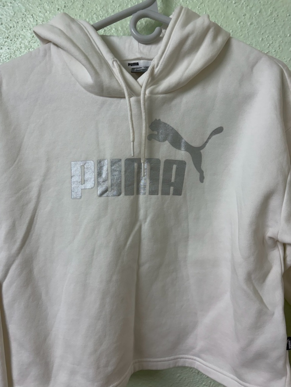 Puma White Hoodie with Silver Logo Tag